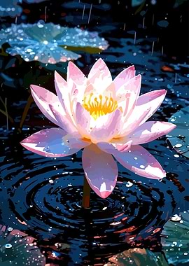 Pink Lotus in the Rain