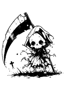 Chibi Grim Reaper with Scythe