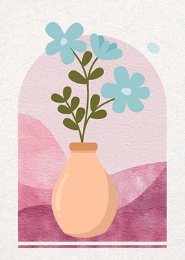 Vase with Blue Flowers Illustration