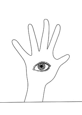 Hand With Eye Minimalist Line Art