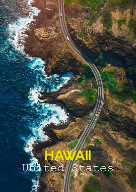 Aerial View of Hawaii Coastline Road