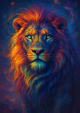 Colorful Lion Portrait