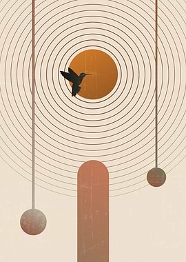 Boho Hummingbird Abstract Art Print