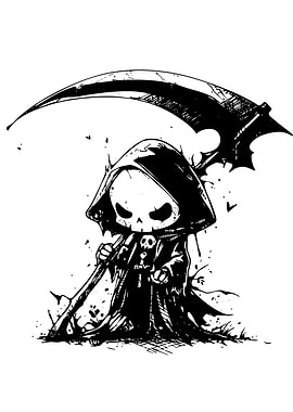 Cartoon Grim Reaper with Scythe