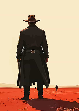 Lone Cowboy in the Desert