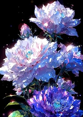 Floral arrangement on black background