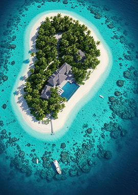 Tropical Island Resort Aerial View