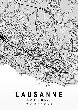Lausanne Light Map Art
