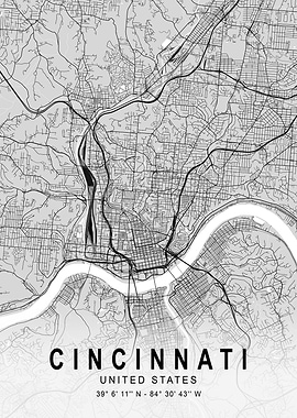 Cincinnati Light City Map