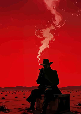 Cowboy Smoking Cigar in Red Desert