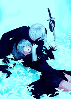 Nier Automata 2B and 9S Illustration