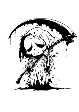 Cartoon Grim Reaper with Scythe