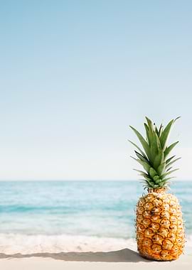 Pineapple on a Tropical Beach
