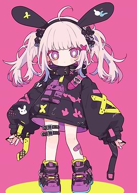 Anime Girl with Bunny Ears