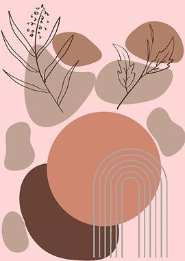 Abstract Floral Art with Geometric Shapes