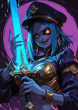 Evil Woman with Glowing Sword