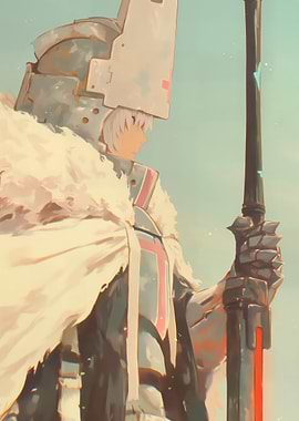 Anime Armored Warrior with Spear