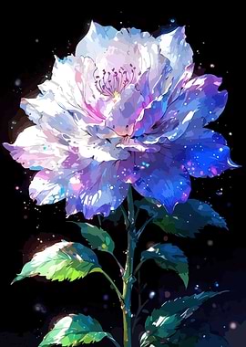 Watercolor Flower with Cosmic Details