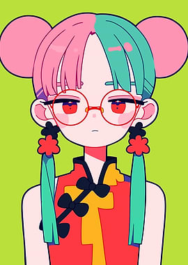 Colorful Anime Girl Portrait