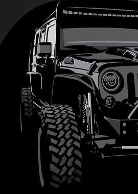 Black and Gray Off-Road Vehicle Illustration