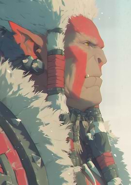 Tribal Orc Warrior Portrait with Headdress