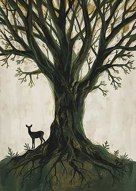 Deer and Tree Painting