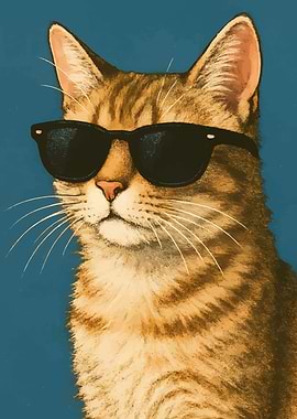 Cool Cat with Sunglasses Portrait