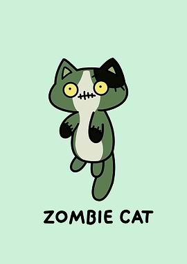 Cartoon Zombie Cat Illustration
