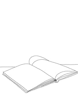 Open Book Minimalist Line Art