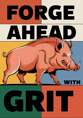 Forge Ahead With Grit Wild Boar Illustration