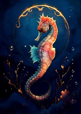 Elegant Seahorse in Deep Blue Sea
