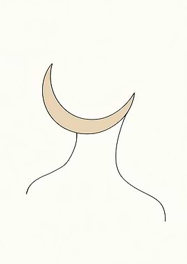 Moon Woman Minimalist Line Art