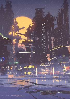 Futuristic Cityscape at Night