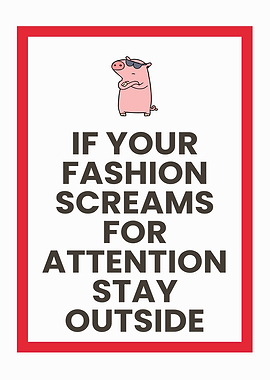 Fashion Attention Pig Cartoon Sign
