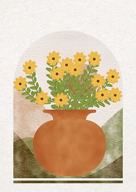 Floral Vase Still Life Illustration