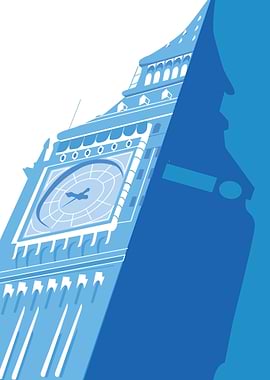 Big Ben Tower Blue Illustration