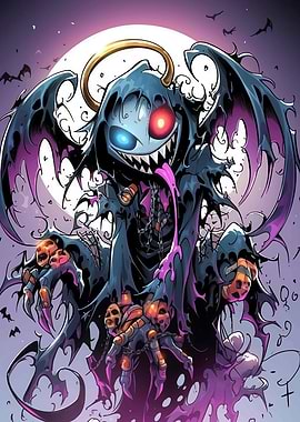 Cartoon Grim Reaper with Halo