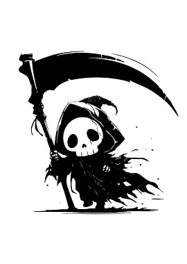 Cartoon Grim Reaper with Scythe