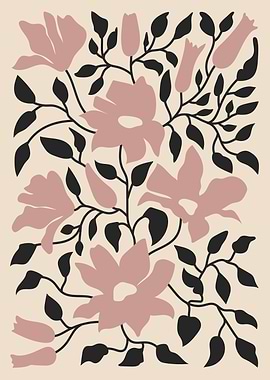 Floral Illustration with Pink Flowers