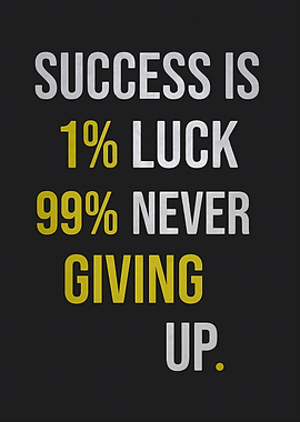 Success: 1% Luck, 99% Never Giving Up