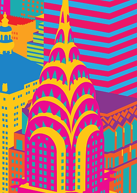 Colorful Chrysler Building Pop Art