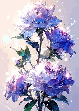 Watercolor Peonies Floral Art
