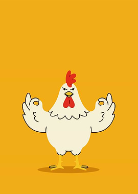 Zen Chicken Cartoon Illustration