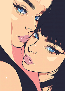 Two Women Portrait Digital Art