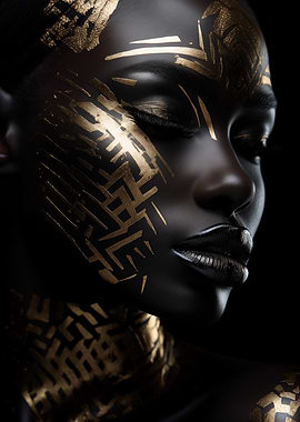Portrait of woman with luxurious golden pattern