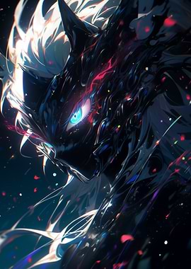 Abstract Dark Wolf with Glowing Eye