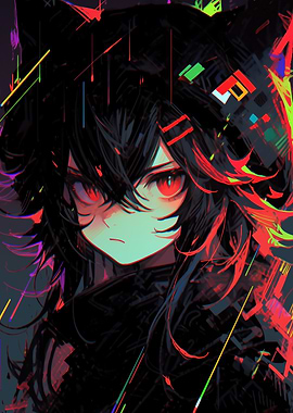 Anime Girl with Red Eyes