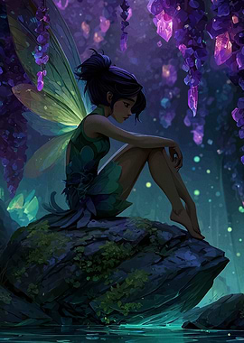 Pensive Fairy on a Rock