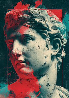 Classical Bust with Modern Color Overlay