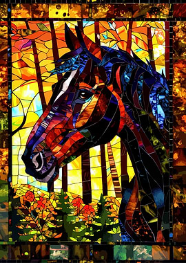 Stained Glass Horse Portrait